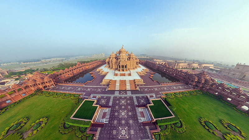 in india, landmark, aerial graphy, bird's eye view, architecture, monument, historic site, metropolitan area, sky, landscape, building, Indian Architecture, HD wallpaper