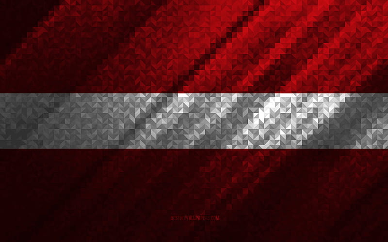 Flag of Latvia, multicolored abstraction, Latvia mosaic flag, Europe, Latvia, mosaic art, Latvia flag, HD wallpaper