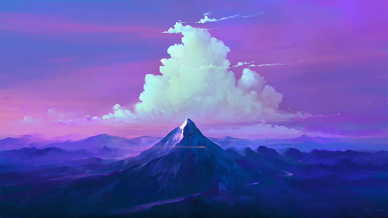 Mountains Clouds Landscape , artist, artwork, digital-art, HD wallpaper