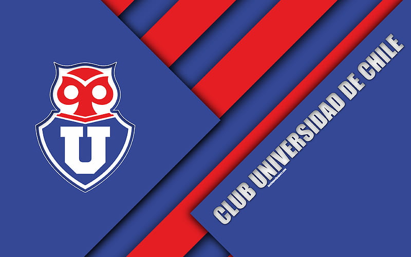 Club Universidad de Chile Chilean football club, material design, blue red abstraction, logo, emblem, Santiago, Chile, Chilean Primera Division, football, HD wallpaper