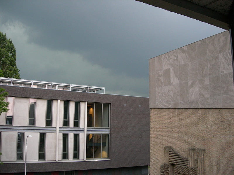 Approaching thunderstorm, monday, city, pentecost, dark sky, HD wallpaper