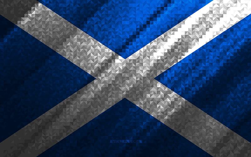 Flag of Scotland, multicolored abstraction, Scotland mosaic flag, Scotland, mosaic art, Scotland flag, HD wallpaper