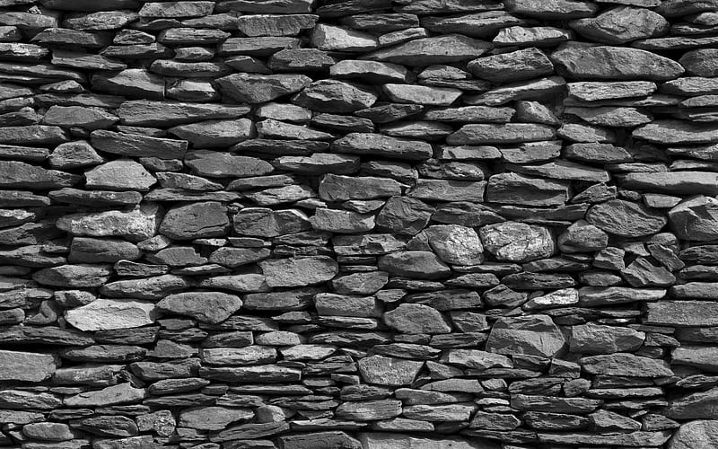 black stone wall, macro, black brickwall, stone textures, gray grunge background, black bricks, black stones, stone backgrounds, gray backgrounds, black stone, HD wallpaper