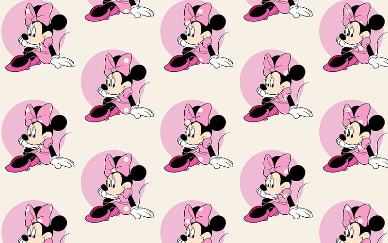 Texture, pattern, black, paper, white, pink, minie mouse, disney, HD wallpaper