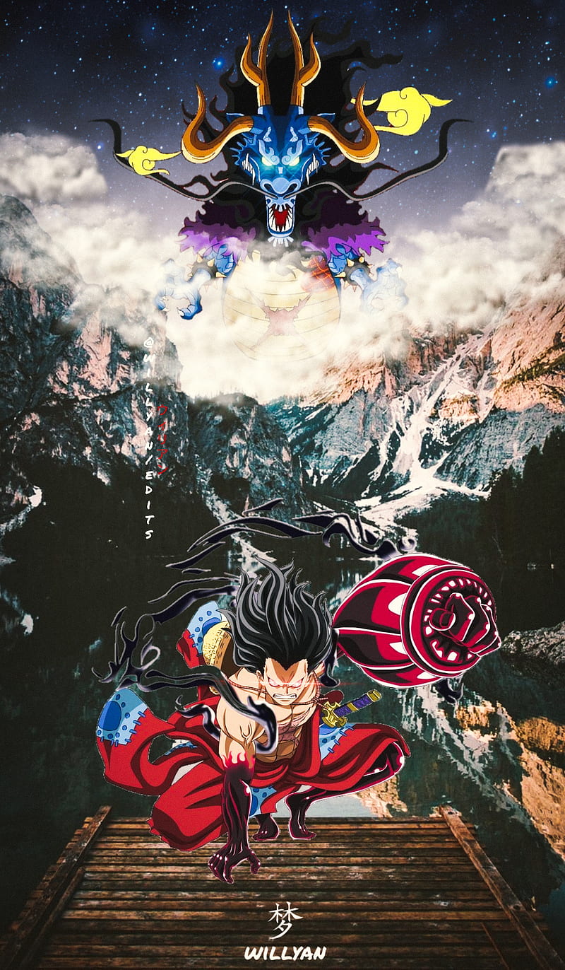 Luffy X Kaido, , art, edit, anime, HD phone wallpaper