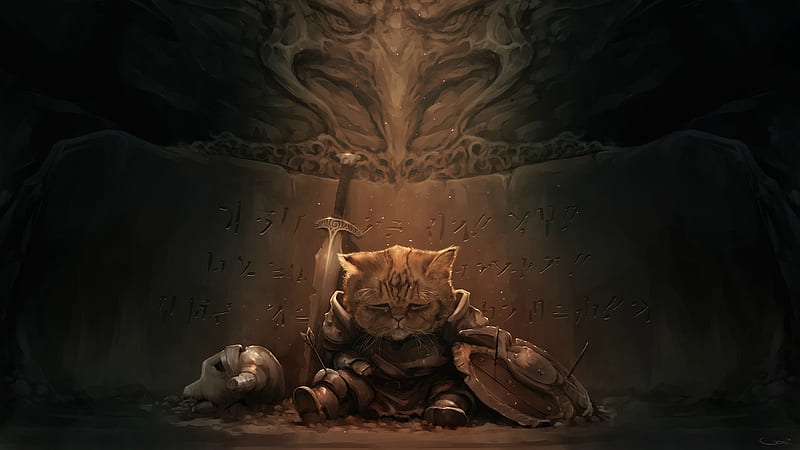 the elder scrolls v: skyrim, cat knight, sword and shield, Games, HD wallpaper
