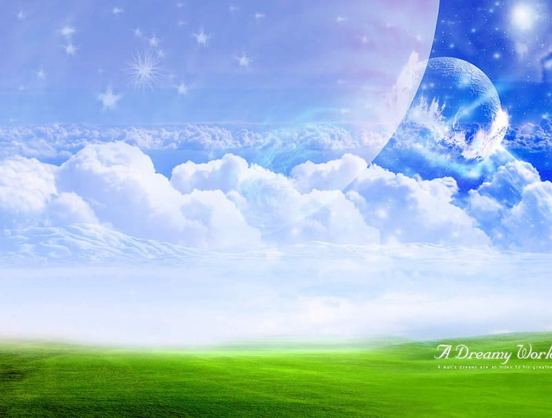 A Dreamy World, nature, moon, sky, dream, HD wallpaper