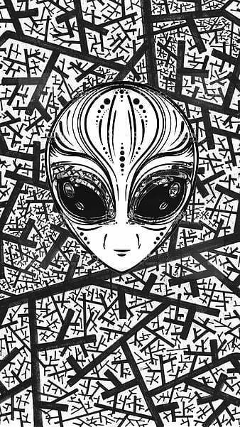 Imagem de wallpaper, alien, and black and white  Fondos de aliens,  Dibujos, Fondos de pantalla bonitos