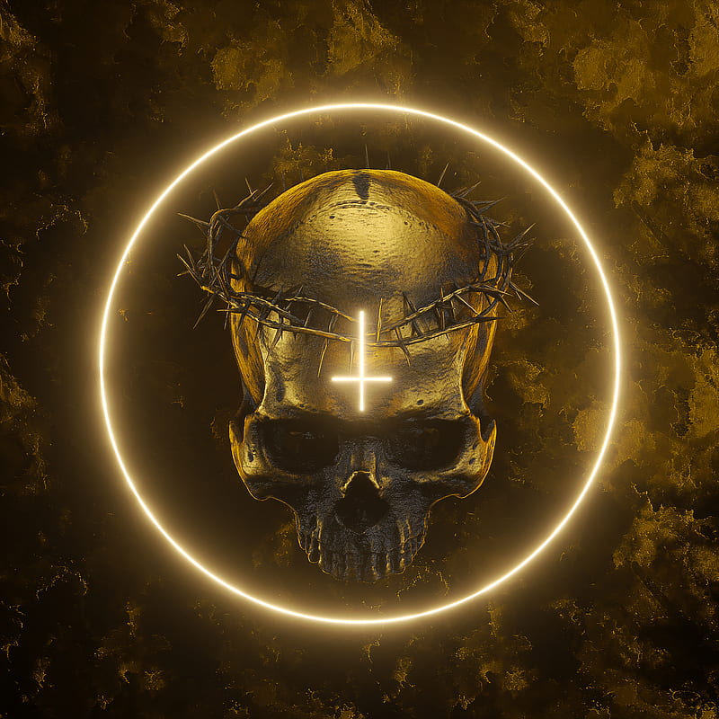 Skull, black, gold, HD mobile wallpaper | Peakpx