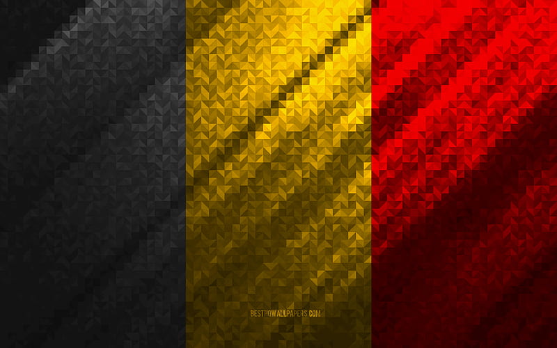 Flag of Belgium, multicolored abstraction, Belgium mosaic flag, Europe, Belgium, mosaic art, Italy flag, HD wallpaper
