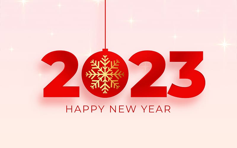 Happy New Year!, pink, 2023, new year, red, card, HD wallpaper