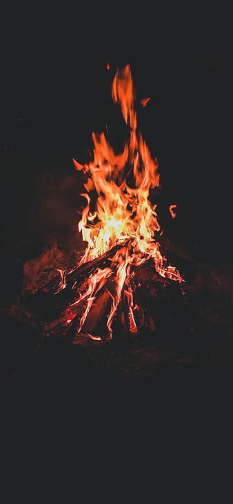 Campfire, painting, fire, river, winter, HD wallpaper | Peakpx