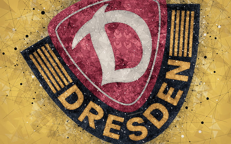 SG Dynamo Dresden German football club, creative logo, geometric art, emblem, Dresden, Germany, football, 2 Bundesliga, yellow abstract background, creative art, HD wallpaper