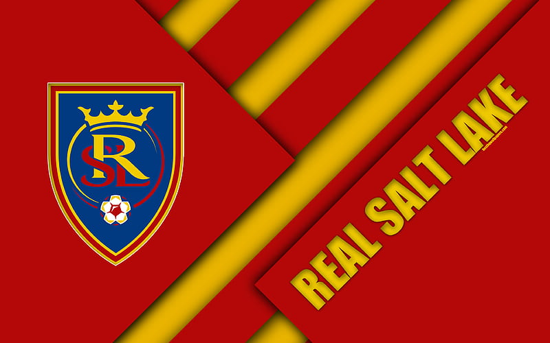 Real Salt Lake, material design logo, yellow red abstraction, MLS, football, Salt Lake City, Utah, USA, Major League Soccer, HD wallpaper