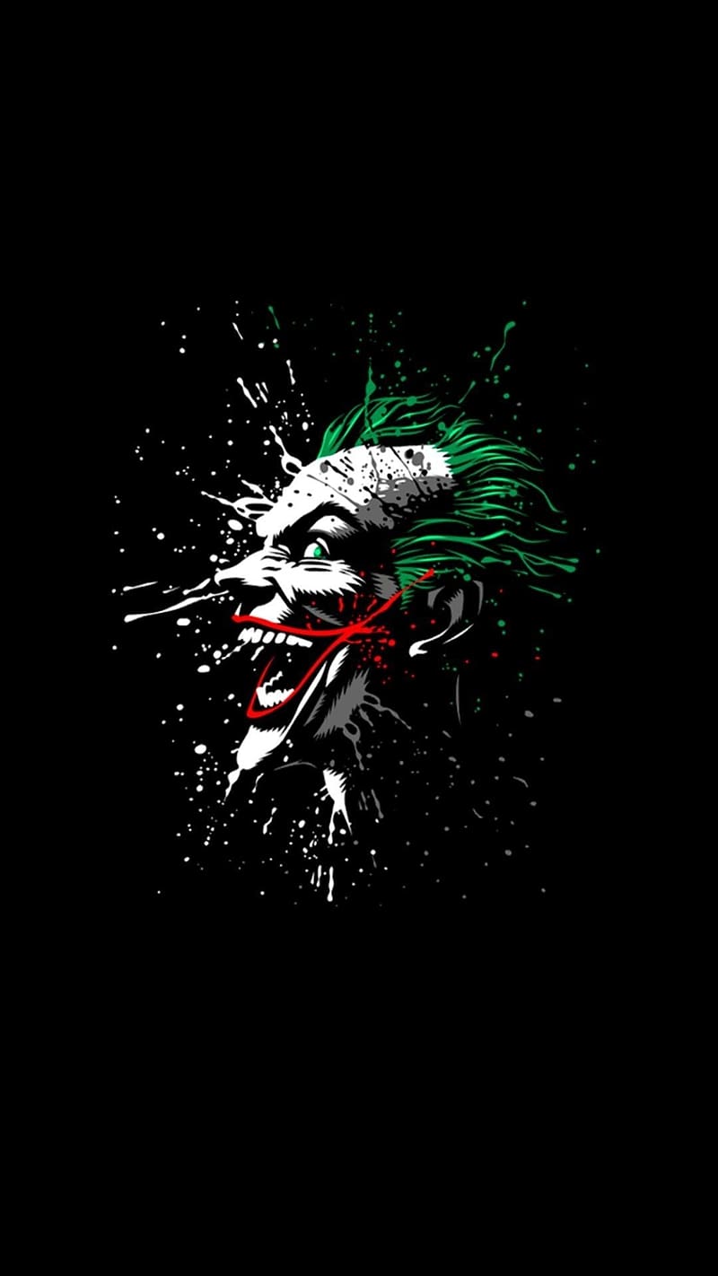 Joker Paint Splash, joker , paint, splash, art work, laugh, black, HD phone wallpaper