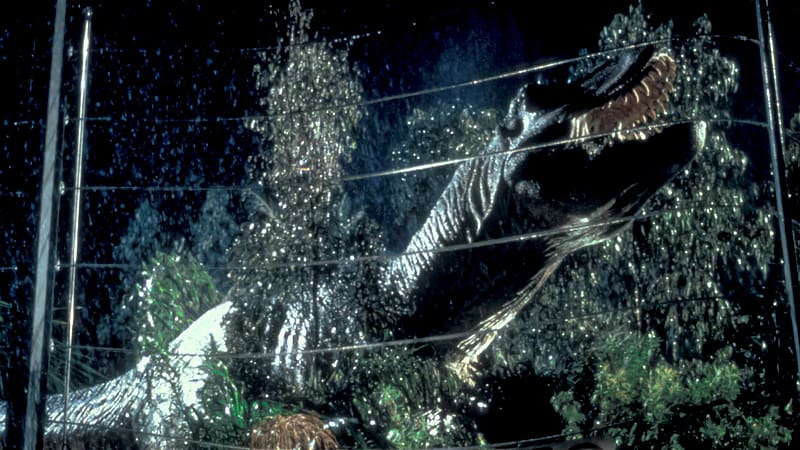Jurassic Park 1993 T-Rex Arrives, Dinosaurs, 1993, Jurassic Park, T-Rex, Prehistoric, HD wallpaper