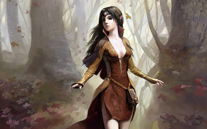 girl wood elf autumn-Fantasy Design, HD wallpaper