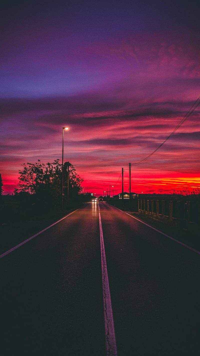 Endless road , dark, late evening, background, HD phone wallpaper