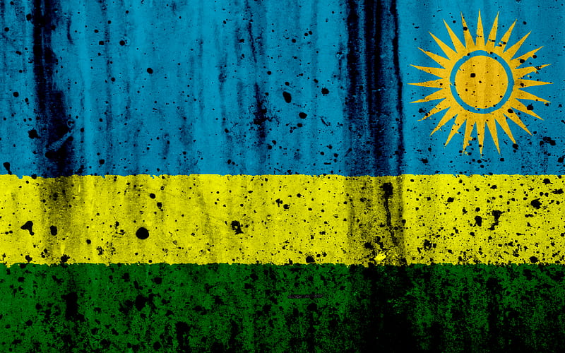 Rwanda flag grunge, flag of Rwanda, Africa, Rwanda, national symbols, Rwanda national flag, HD wallpaper