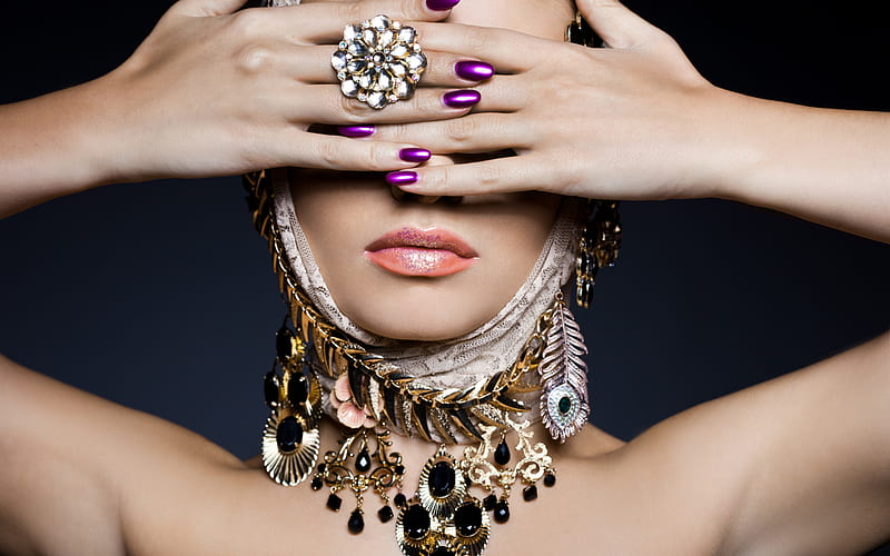 HD wallpaper women style face girl hand jewelry lipstick ring woman