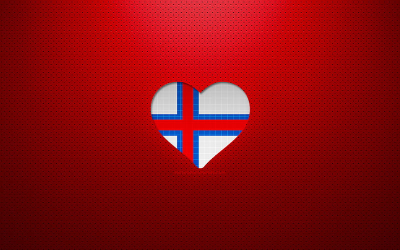 I Love Faroe Islands Europe, red dotted background, Faroe Islands flag heart, Faroe Islands, favorite countries, Love Faroe Islands, Faroe Islands flag, HD wallpaper