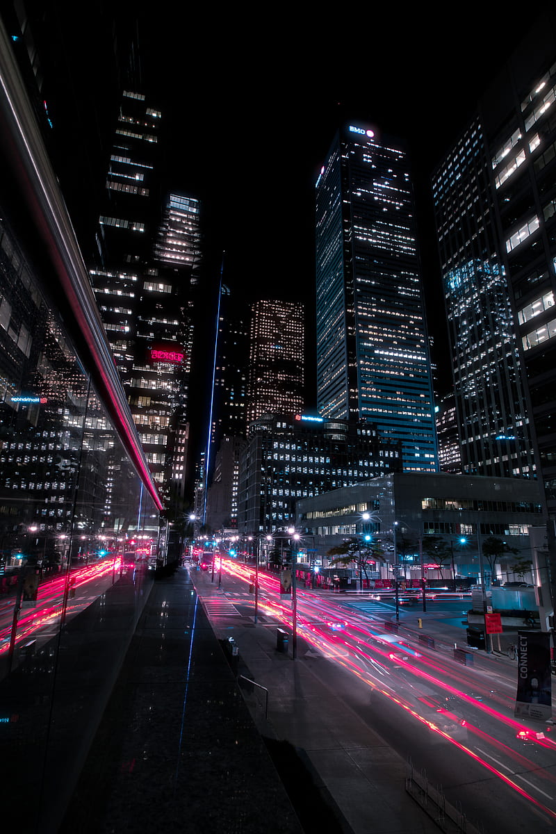 Night city, street, buildings, skyscrapers, lights, HD phone wallpaper |  Peakpx