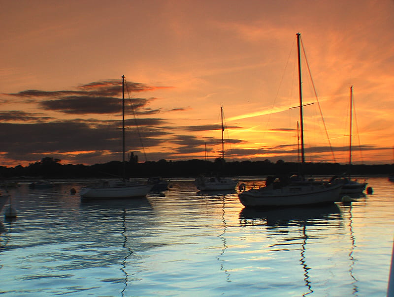 Portsmouth Sunset, shantyman, anchor, portsmouth, hardway, sailing, sunset, HD wallpaper