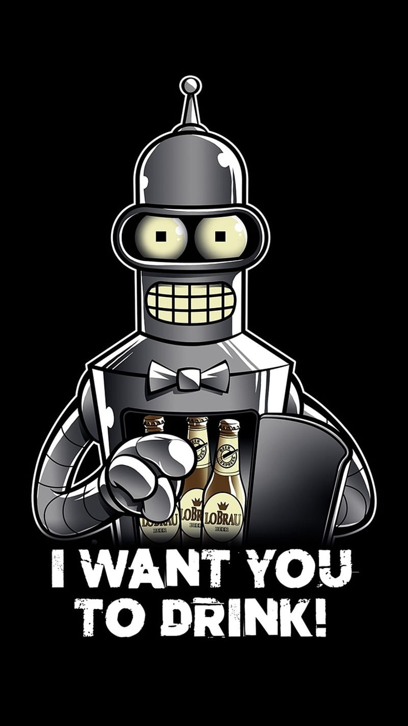 Bender in Futurama, funny, huawei, iphone, lg, oneplus, robot, samsung, xiaomi, HD phone wallpaper