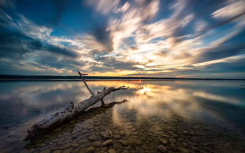 Lake View at Sunset, HD wallpaper