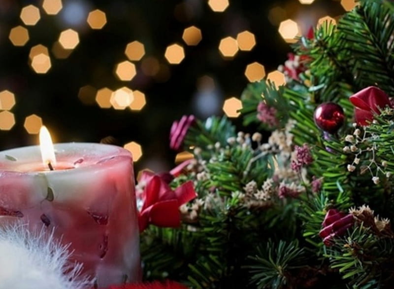 Special Christmas!, candle, tree, musk, blessed, decorations, light, HD wallpaper