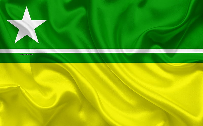 Flag of Boa Vista silk texture, Brazilian city, yellow green black silk flag, Boa Vista flag, Roraima, Brazil, art, South America, Boa Vista, HD wallpaper