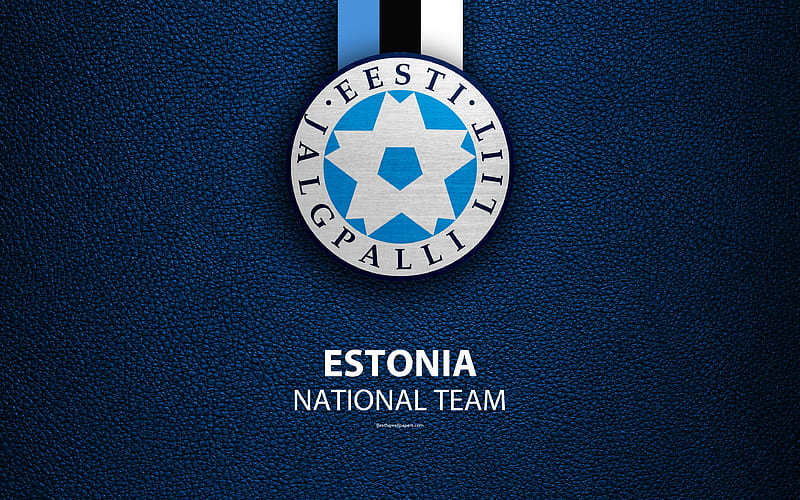 Estonia national football team leather texture, emblem, logo, football, Estonia, HD wallpaper