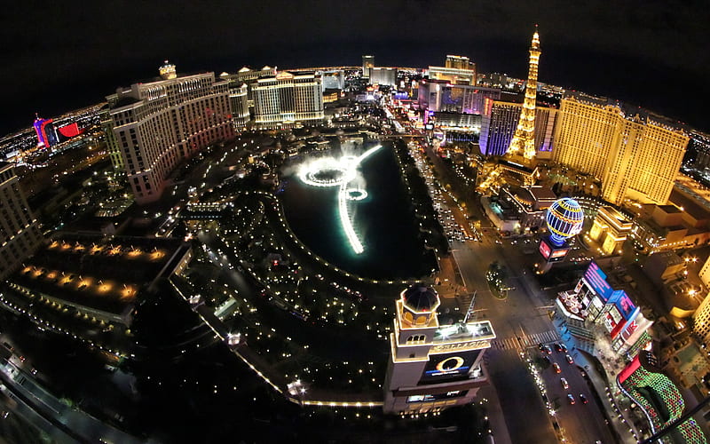 Las Vegas Night, architecture, modern, lights, night, panorama, HD wallpaper