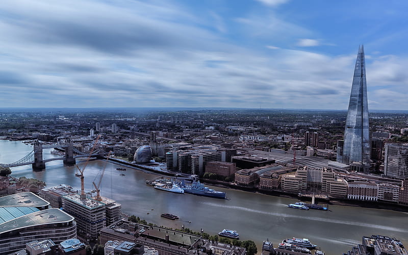 London, The Shard, skyscrapers, England, evening, sunset, cityscape, UK, HD wallpaper