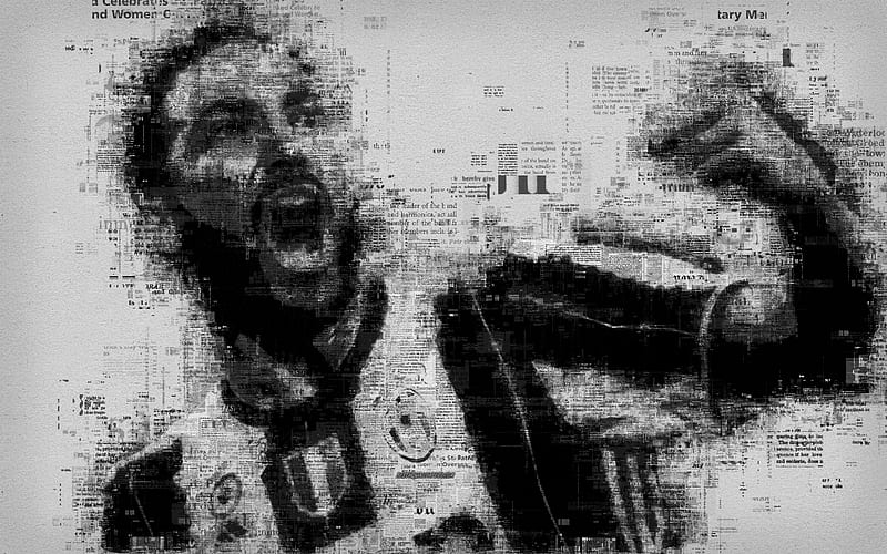 Gonzalo Higuaín portrait, newspaper art, Argentine footballer, creative art portrait, face from letters, typography, Juventus, Serie A, Italy, HD wallpaper