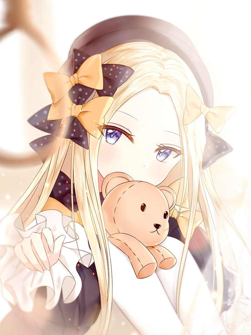 Abigail Williams (Fate/Grand Order), Fate/Grand Order, headdress, teddy bears, blonde, HD phone wallpaper