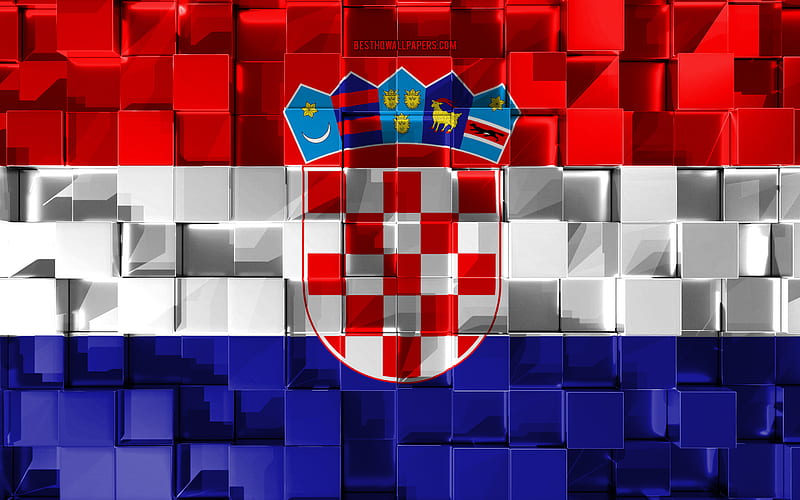 Flag of Croatia 3d flag, 3d cubes texture, Croatia flag, 3d art, Croatia, Europe, 3d texture, HD wallpaper