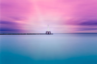 The Blue Water And Pink Sky, HD wallpaper