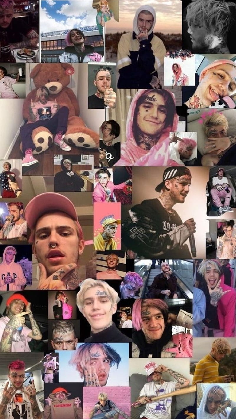 Lil Peep, bonito, black, brown, collage, gbc, orange, pink, red, white, HD phone wallpaper