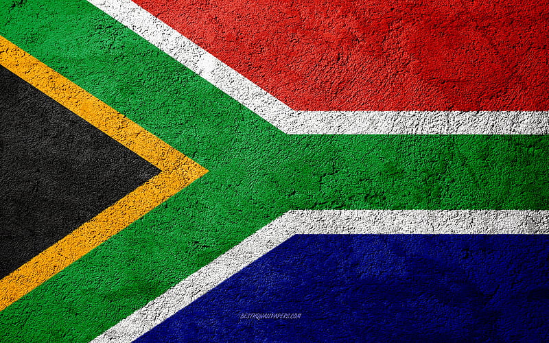 Flag of South Africa, concrete texture, stone background, South Africa flag, Africa, South Africa, flags on stone, HD wallpaper