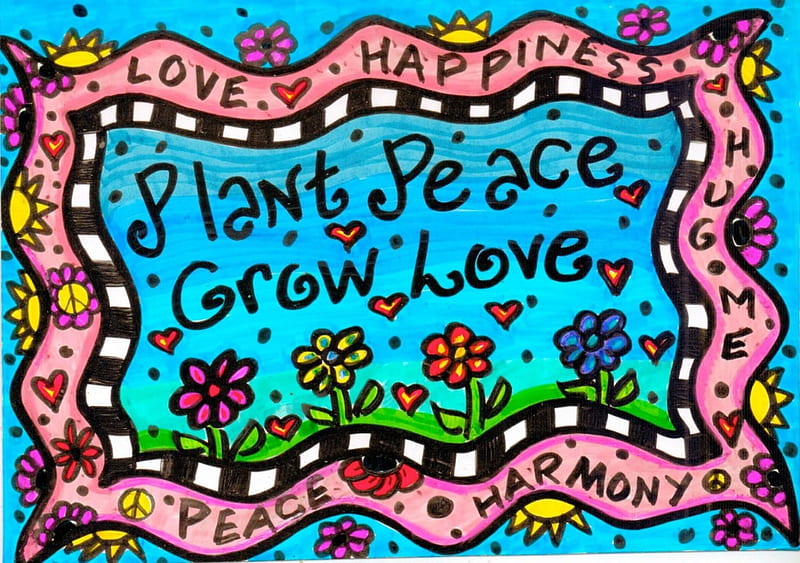 love and peace, grow, peace, plant, love, HD wallpaper