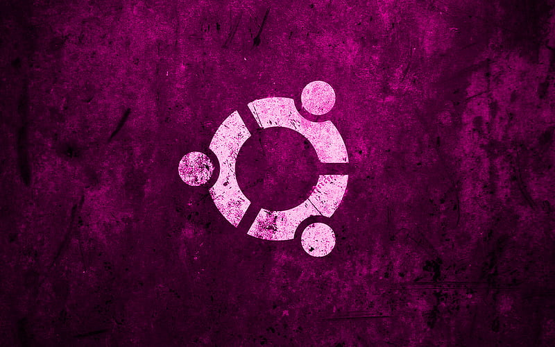 Ubuntu purple logo, purple stone background, Linux, creative, Ubuntu, grunge, Ubuntu stone logo, artwork, Ubuntu logo, HD wallpaper