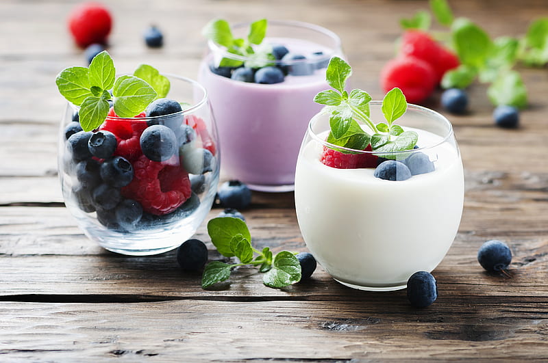 Food, Yogurt, Berry, Blueberry, Fruit, Raspberry, Still Life, HD wallpaper