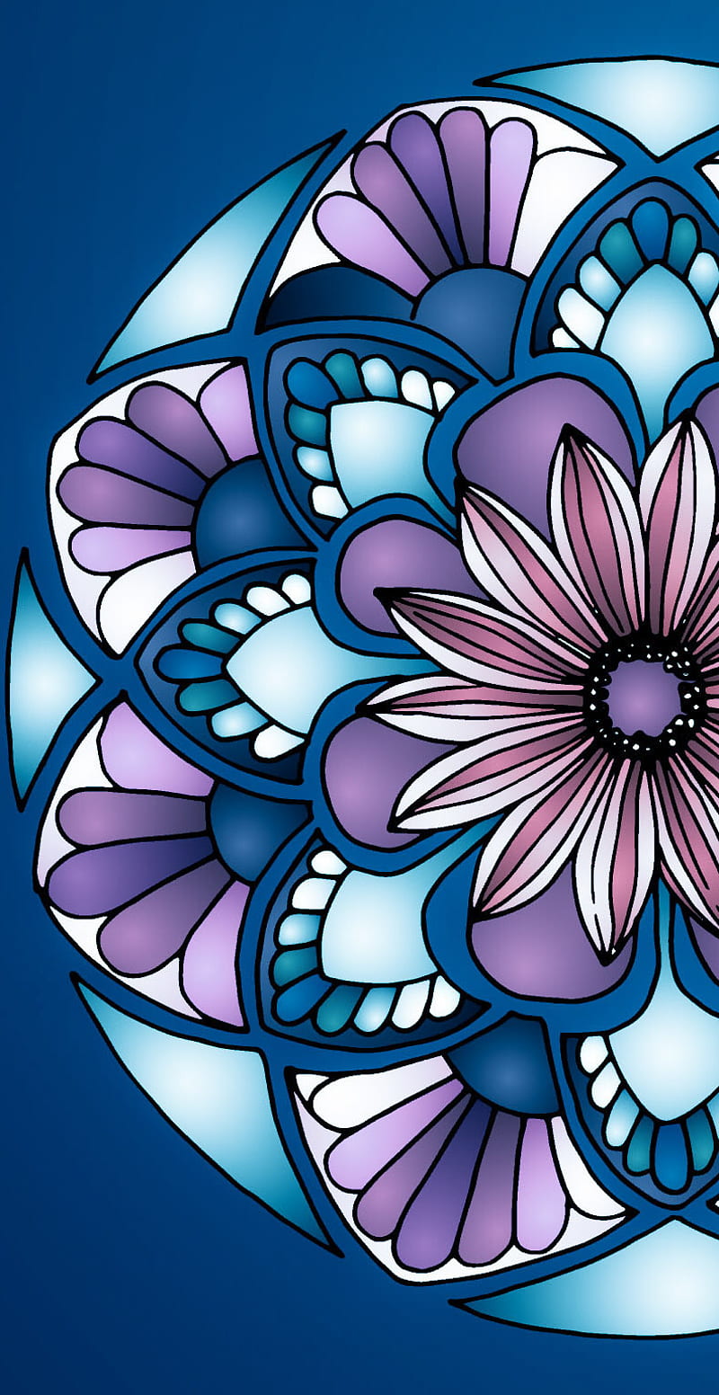 Blue flower, mandala, HD phone wallpaper