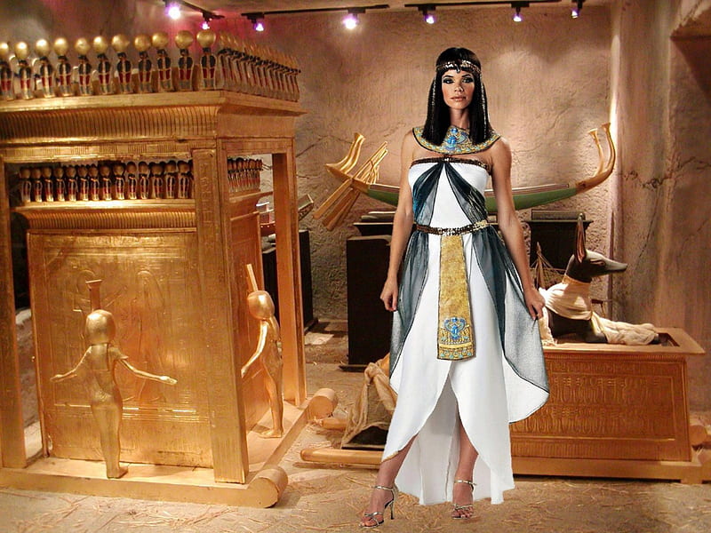 Cleopatra, queen, museum, gold, model, HD wallpaper