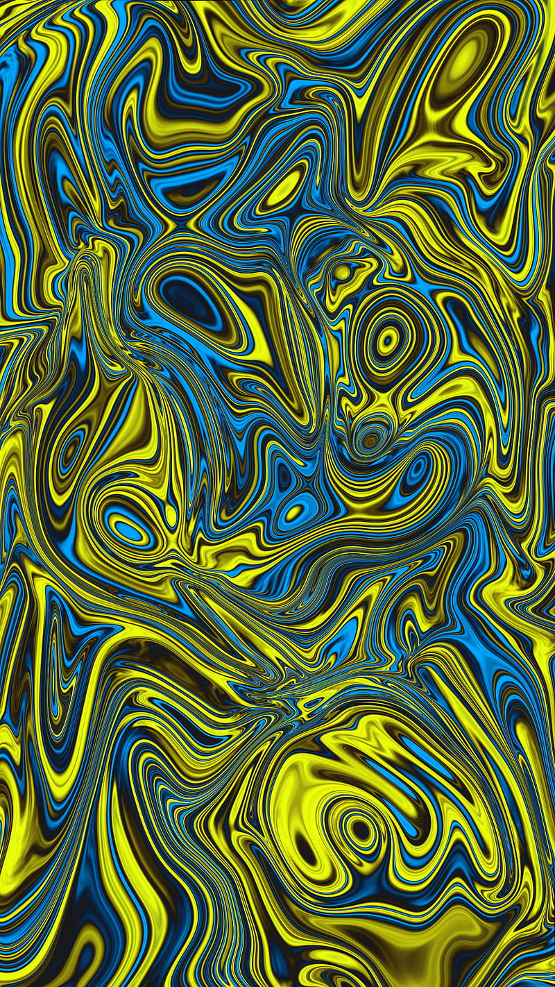 Two colors game, abstract, blue color, colors, cream, game, game of colors, liquid, oil, special, yellow color, HD phone wallpaper