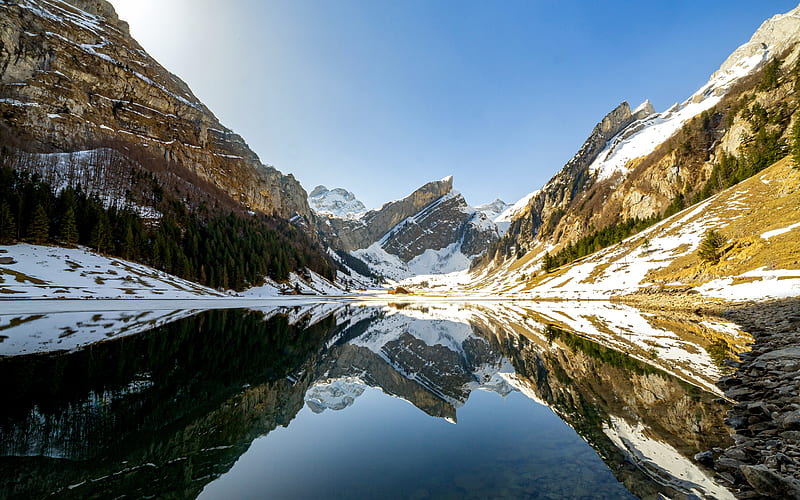 Glacier lake Seealpsee Appenzell Switzerland, HD wallpaper