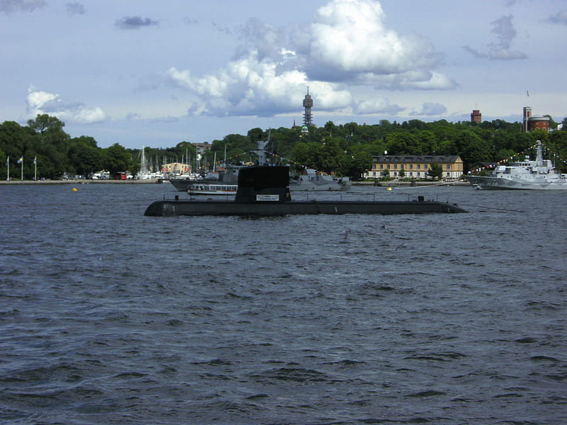 Swedish submarine, black, military, swedish, navy, HD wallpaper