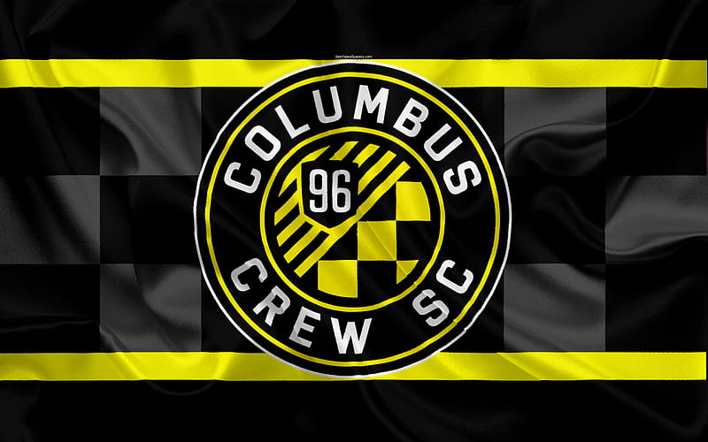 Columbus Crew SC, FC, American Football Club, MLS, USA, Major League Soccer, emblem, logo, silk flag, Columbus, Ohio, football, HD wallpaper
