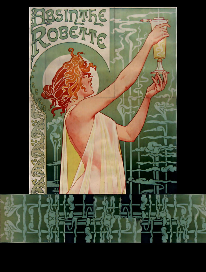 Absinthe, art nouveau, drinks, fantasy, poster, poster art, woman, women, HD phone wallpaper